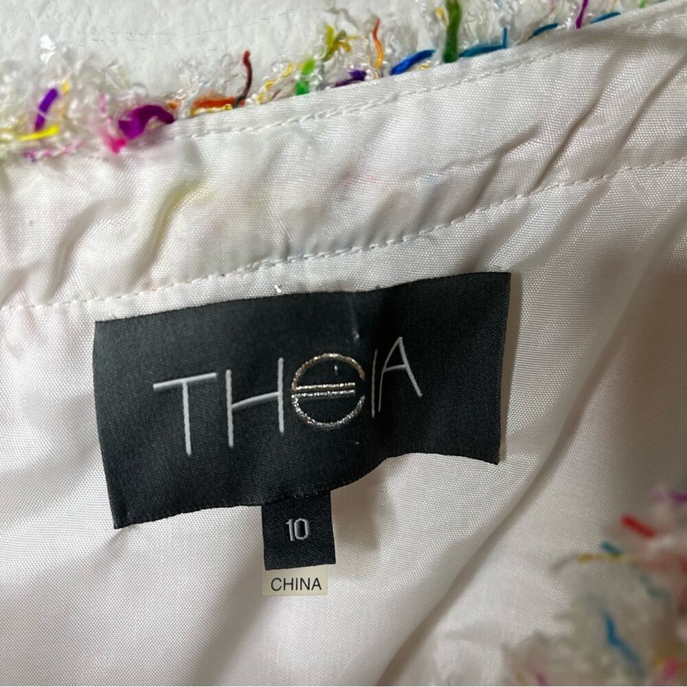 Theia Colorful Multi Tweed Sheath Dress Sleeveless Womens Size 10 - Picture 7 of 9